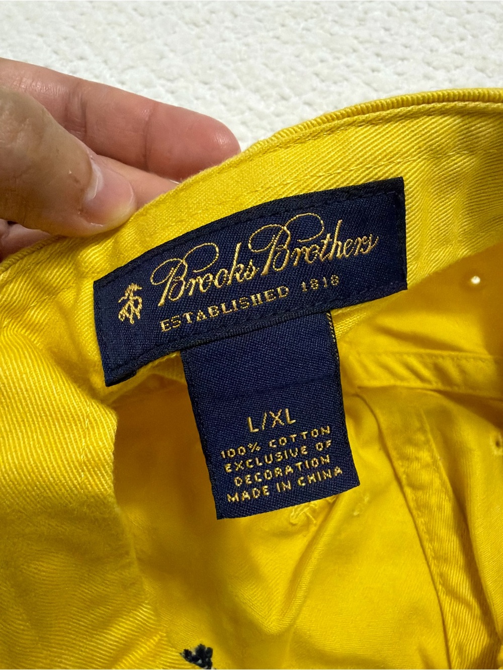 Rare Brooks Brothers Logo Yellow Hat Cap 100% Cotton L/XL Adjustable - Picture 8 of 9